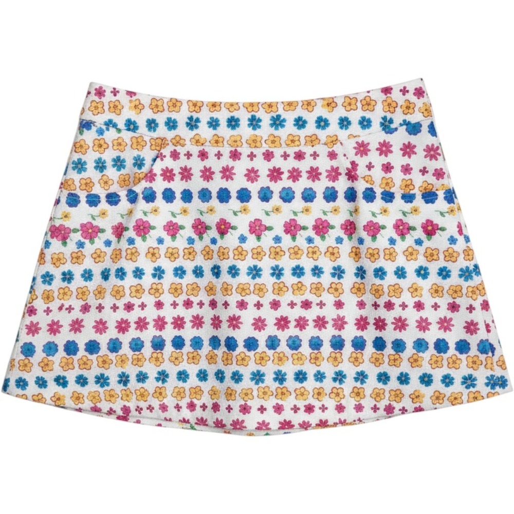 Vintage Joule Floral Micro Mini Skirt Y2K A-Line Knit Pockets Made in USA 7/8